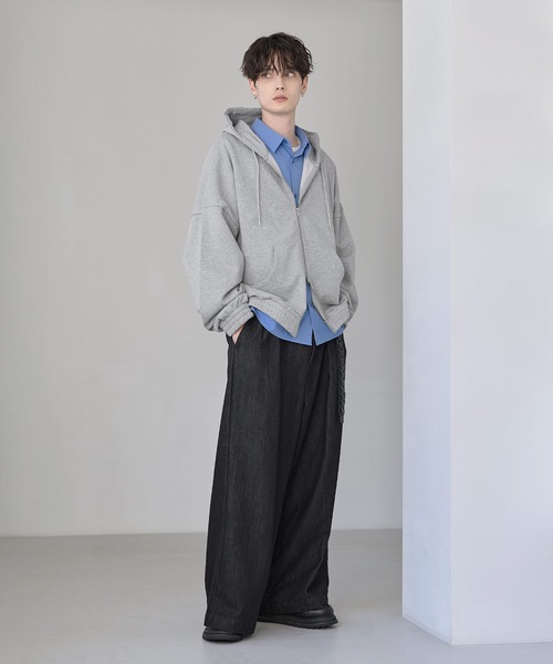 ETELIO（エテリオ）の「ヘビーウェイトリブデザインダブルジップパーカー（パーカー・メンズ・ネイビー/ブラック/ワイン/グレー・S/M/L/XL）」の17枚目の写真