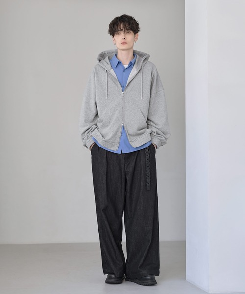 ETELIO（エテリオ）の「ヘビーウェイトリブデザインダブルジップパーカー（パーカー・メンズ・ネイビー/ブラック/ワイン/グレー・S/M/L/XL）」の18枚目の写真