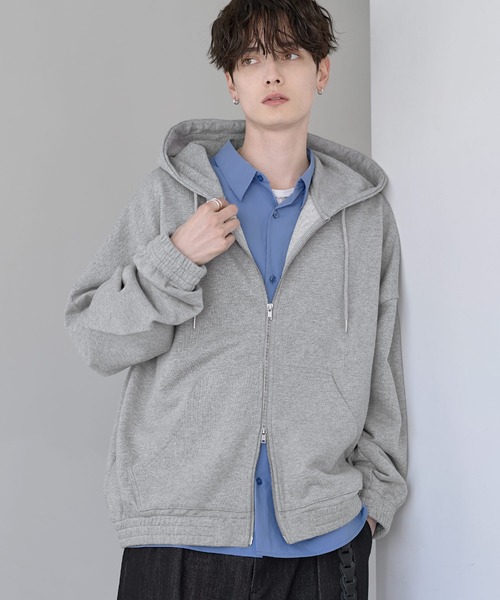 ETELIO（エテリオ）の「ヘビーウェイトリブデザインダブルジップパーカー（パーカー・メンズ・ネイビー/ブラック/ワイン/グレー・S/M/L/XL）」の14枚目の写真