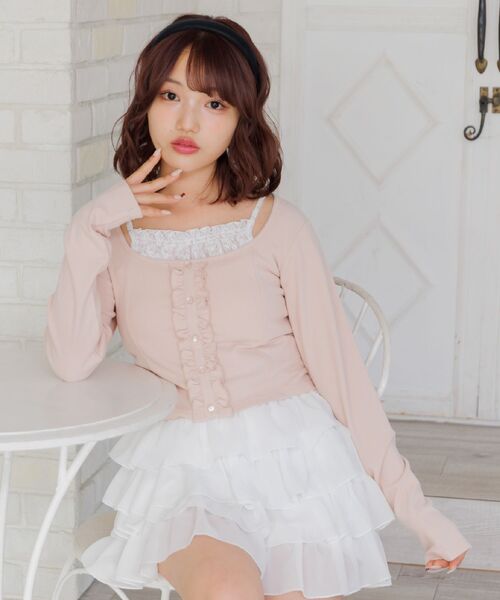 ems excite(エムズエキサイト)の「レースドッキングCT(Tシャツ/カットソー・レディース・チャコールグレー/ピンク/ナチュラル・FREE)」の21枚目の写真