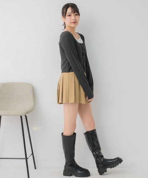 ems excite(エムズエキサイト)の「レースドッキングCT(Tシャツ/カットソー・レディース・チャコールグレー/ピンク/ナチュラル・FREE)」の9枚目の写真
