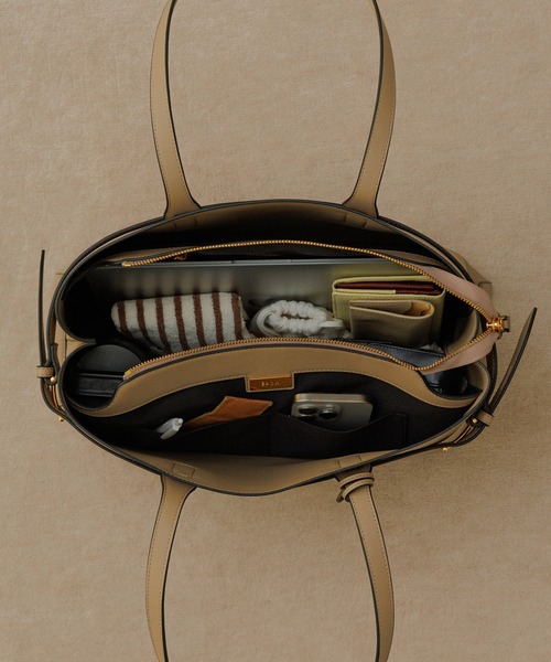 E'POR（エポール）の「【E'POR】A BAG Large/A4対応・通勤（トートバッグ・レディース・ブラック/ベージュ・FREE）」の7枚目の写真