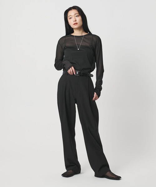 MARW UNITED ARROWS(マルゥ ユナイテッドアローズ)の「<MARW UNITED ARROWS>ジャージー タックパンツ(スラックス・レディース・ダークグレー/ブラック・34/36/38)」の4枚目の写真