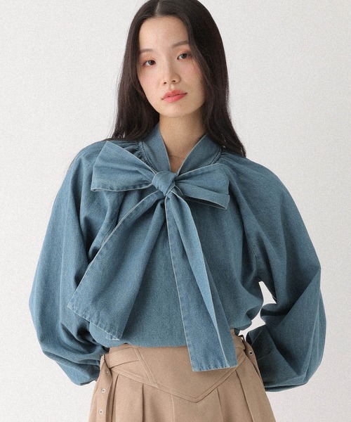 Heather(ヘザー)の「アソートボウタイブラウス 659577(シャツ/ブラウス・レディース・オフホワイト/ホワイト系その他/ブルー・FREE)」の3枚目の写真