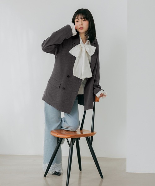 Heather(ヘザー)の「アソートボウタイブラウス 659577(シャツ/ブラウス・レディース・オフホワイト/ホワイト系その他/ブルー・FREE)」の7枚目の写真