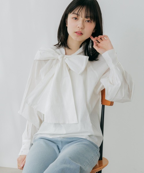 Heather(ヘザー)の「アソートボウタイブラウス 659577(シャツ/ブラウス・レディース・オフホワイト/ホワイト系その他/ブルー・FREE)」の9枚目の写真