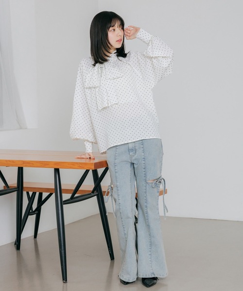 Heather(ヘザー)の「アソートボウタイブラウス 659577(シャツ/ブラウス・レディース・オフホワイト/ホワイト系その他/ブルー・FREE)」の15枚目の写真