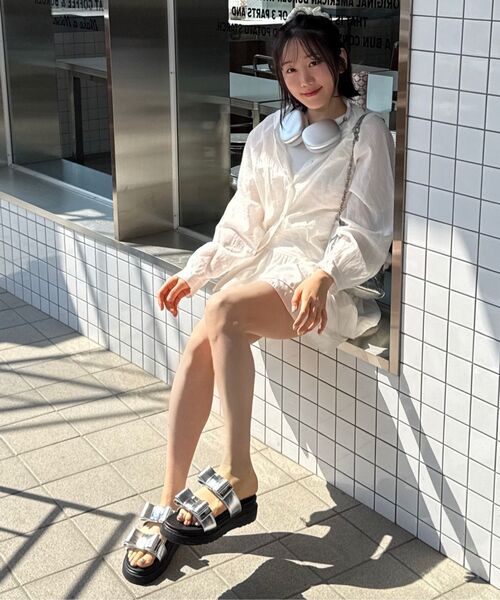 MAC MOC(マックモック)の「ボナボナリボンレイヤードスリッパ型サンダル_5color 5cm(サンダル・レディース・スカイブルー/イエロー系その他/ブラック/シルバー/ネイビー・40/38/36)」の17枚目の写真