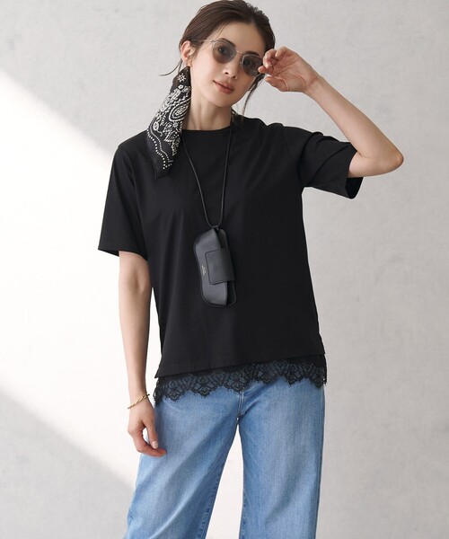 23区 L(ニジュウサンクオオキイサイズ)の「シアーコンフォート クルーネック Tシャツ(Tシャツ/カットソー・レディース・ホワイト系/スカイブルー系/ブラック系/黄土色系・46/44)」の21枚目の写真
