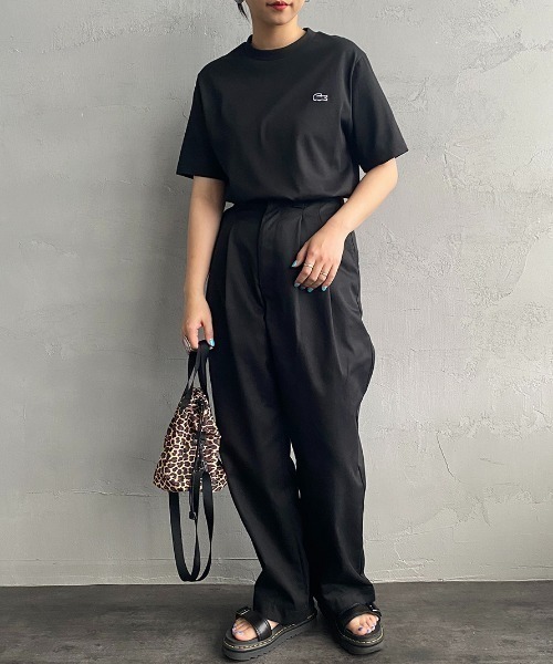 LACOSTE（ラコステ）の「[LACOSTE/ラコステ] ワンポイントロゴ クルーネックTシャツ（Tシャツ/カットソー・レディース・ネイビー/ブラック/ホワイト/グレー・3/2/5/4/6）」の6枚目の写真