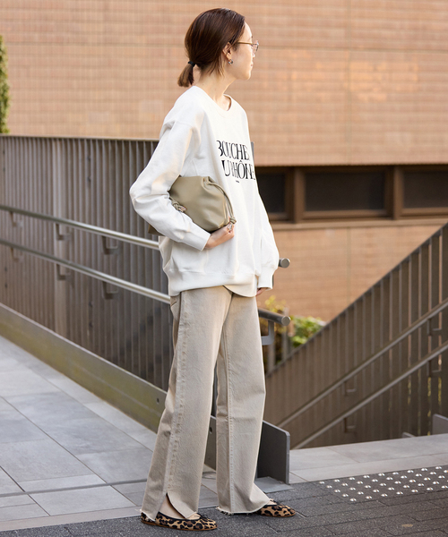 SLOBE IENA(スローブイエナ)の「《WEB限定/追加》フロッキープリントオーバースウェット(スウェット・レディース・ホワイト/アイボリー・FREE)」の18枚目の写真