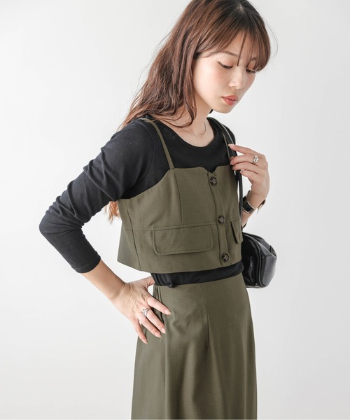 AMELY(エミリー)の「ショートビスチェ&スカートセットアップ(セットアップ・レディース・ブラック/カーキ/ライトベージュ/ベージュ・フリー)」の17枚目の写真
