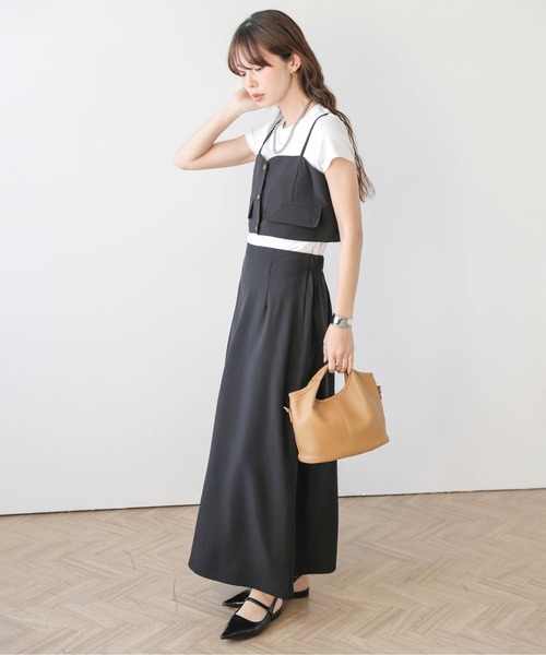 AMELY(エミリー)の「ショートビスチェ&スカートセットアップ(セットアップ・レディース・ブラック/カーキ/ライトベージュ/ベージュ・フリー)」の5枚目の写真