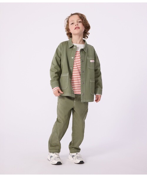 PETIT BATEAU(プチバトー)の「コットンリヨセルジャケット(ブルゾン・キッズ・カーキ・5YEAR/4YEAR/3YEAR)」の1枚目の写真