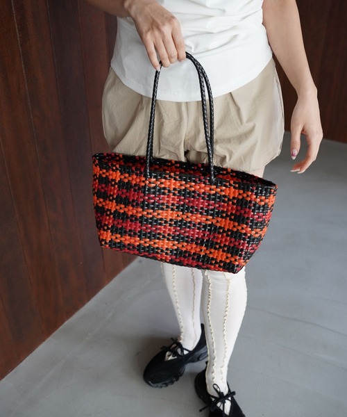 SANSeLF(サンセルフ)の「【SANSeLF】マルチパターンメルカドトートバッグ saa26s031(ショルダーバッグ・レディース・ブルー/オレンジ・FREE)」の2枚目の写真