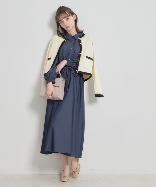 couture brooch(クチュールブローチ)の「【洗える・着映え】SPRING配色カーディガン(カーディガン/ボレロ・レディース・アイボリー/ブラック/ベビーピンク/グリーン系・36/38/40/42)」の5枚目の写真