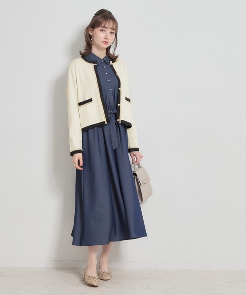 couture brooch(クチュールブローチ)の「【洗える・着映え】SPRING配色カーディガン(カーディガン/ボレロ・レディース・アイボリー/ブラック/ベビーピンク/グリーン系・36/38/40/42)」の6枚目の写真