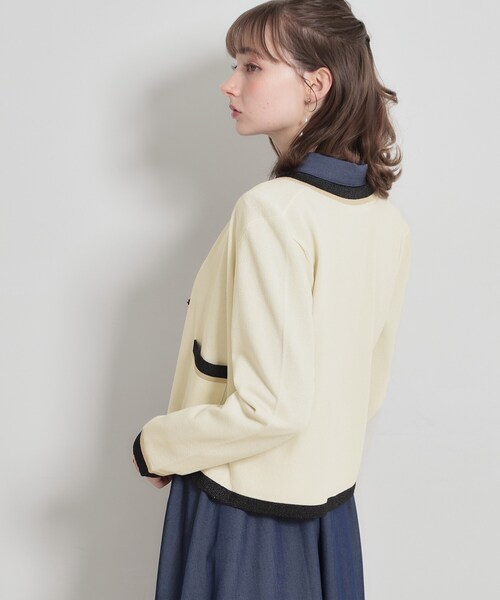 couture brooch(クチュールブローチ)の「【洗える・着映え】SPRING配色カーディガン(カーディガン/ボレロ・レディース・アイボリー/ブラック/ベビーピンク/グリーン系・36/38/40/42)」の9枚目の写真