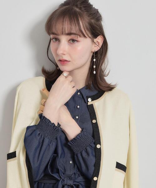 couture brooch(クチュールブローチ)の「【洗える・着映え】SPRING配色カーディガン(カーディガン/ボレロ・レディース・アイボリー/ブラック/ベビーピンク/グリーン系・36/38/40/42)」の11枚目の写真