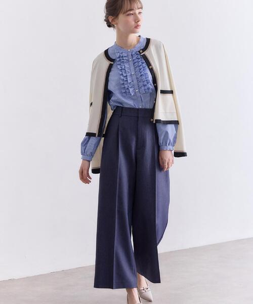 couture brooch(クチュールブローチ)の「【洗える・着映え】SPRING配色カーディガン(カーディガン/ボレロ・レディース・アイボリー/ブラック/ベビーピンク/グリーン系・36/38/40/42)」の12枚目の写真