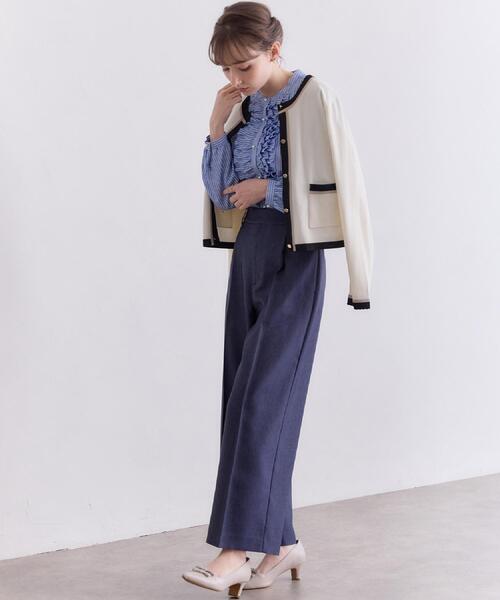 couture brooch(クチュールブローチ)の「【洗える・着映え】SPRING配色カーディガン(カーディガン/ボレロ・レディース・アイボリー/ブラック/ベビーピンク/グリーン系・36/38/40/42)」の13枚目の写真