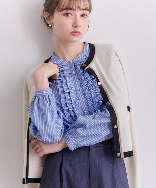 couture brooch(クチュールブローチ)の「【洗える・着映え】SPRING配色カーディガン(カーディガン/ボレロ・レディース・アイボリー/ブラック/ベビーピンク/グリーン系・36/38/40/42)」の14枚目の写真