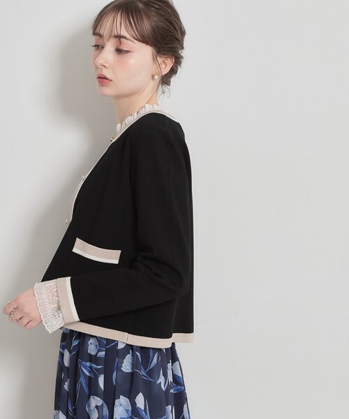 couture brooch(クチュールブローチ)の「【洗える・着映え】SPRING配色カーディガン(カーディガン/ボレロ・レディース・アイボリー/ブラック/ベビーピンク/グリーン系・36/38/40/42)」の19枚目の写真