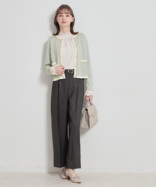 couture brooch(クチュールブローチ)の「【洗える・着映え】SPRING配色カーディガン(カーディガン/ボレロ・レディース・アイボリー/ブラック/ベビーピンク/グリーン系・36/38/40/42)」の21枚目の写真