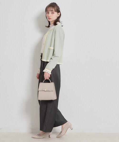 couture brooch(クチュールブローチ)の「【洗える・着映え】SPRING配色カーディガン(カーディガン/ボレロ・レディース・アイボリー/ブラック/ベビーピンク/グリーン系・36/38/40/42)」の22枚目の写真