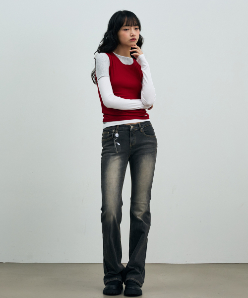 ARI(アリ)の「COMET LAYERED SLEEVE TOP / RED(Tシャツ/カットソー・レディース・レッド・FREE)」の5枚目の写真