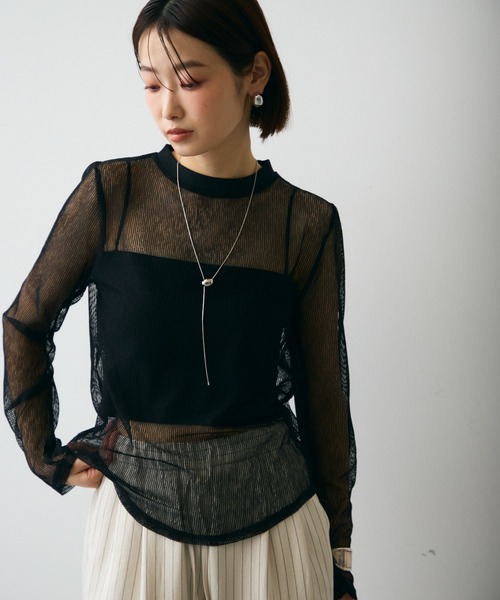 コードメッシュロングスリーブT（Tシャツ/カットソー）｜Trish