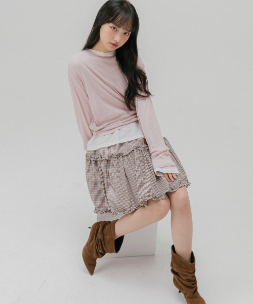 MELLOTORY(メロートリー)の「シースルーリップTシャツ (3色)(Tシャツ/カットソー・レディース・グレー/ホワイト/ライトピンク・FREE)」の7枚目の写真