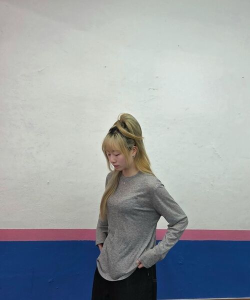 MELLOTORY(メロートリー)の「シースルーリップTシャツ (3色)(Tシャツ/カットソー・レディース・グレー/ホワイト/ライトピンク・FREE)」の4枚目の写真