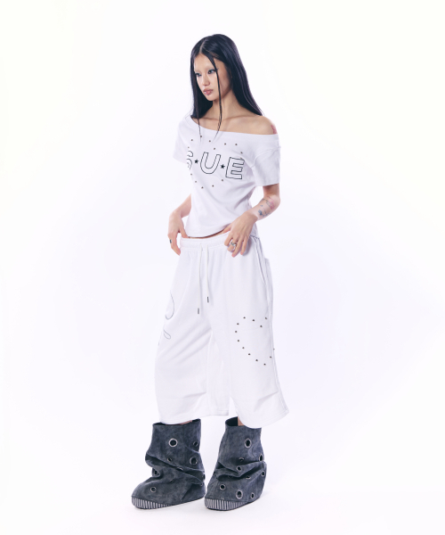 SETUP-EXE(セットアップイーエックスイー)の「HEART STUD LOGO BERMUDA PANTS / WHITE(その他パンツ・レディース・その他・OS)」の3枚目の写真