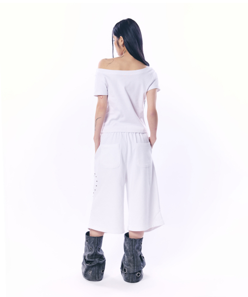 SETUP-EXE(セットアップイーエックスイー)の「HEART STUD LOGO BERMUDA PANTS / WHITE(その他パンツ・レディース・その他・OS)」の4枚目の写真