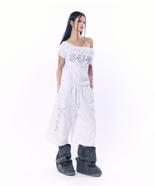 SETUP-EXE(セットアップイーエックスイー)の「HEART STUD LOGO BERMUDA PANTS / WHITE(その他パンツ・レディース・その他・OS)」の5枚目の写真
