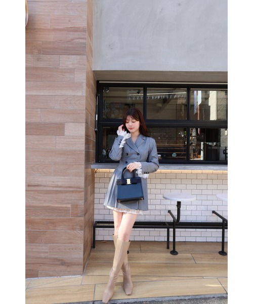 MISTREASS(ミストレアス)の「Lace cuffs jacket dress(テーラードジャケット・レディース・グレー/モカ・FREE)」の20枚目の写真