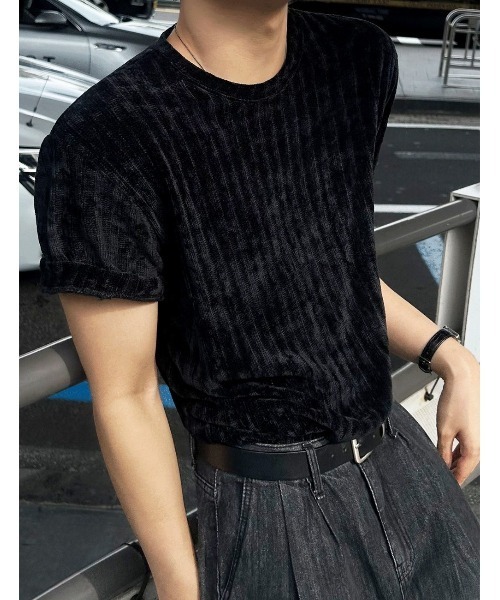 COSYHARU(コシハル)の「ベロアラウンド半袖Tシャツ(Tシャツ/カットソー・メンズ・チャコール/ブラック/ネイビー/ホワイト・LARGE/MEDIUM)」の14枚目の写真