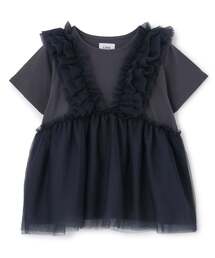 petit main LIEN（プティマインリアン）の「【親子リンク】チュールフリルチュニック（Tシャツ/カットソー）」