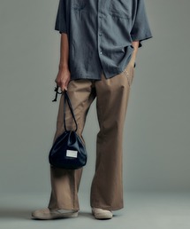 【ADAMPATEK/アダムパテック】studded T/C twill flare wide trouser/スタッズ付きTCツイルワイドトラウザー