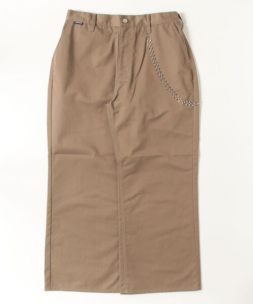 ADAM PATEK(アダムパテック)の「【ADAMPATEK/アダムパテック】studded T/C twill flare wide trouser/スタッズ付きTCツイルワイドトラウザー(チノパンツ・レディース・ベージュ/ブラック・2/1)」の4枚目の写真
