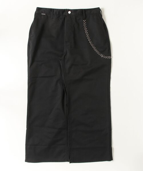 ADAM PATEK(アダムパテック)の「【ADAMPATEK/アダムパテック】studded T/C twill flare wide trouser/スタッズ付きTCツイルワイドトラウザー(チノパンツ・レディース・ベージュ/ブラック・2/1)」の3枚目の写真