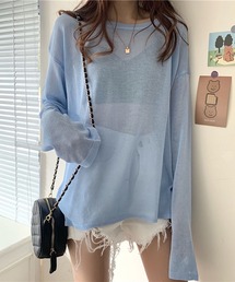 【EIZZ/アイズ】メロウ ルーズ シアートップス / クルーネックルーズシースルー ロンT