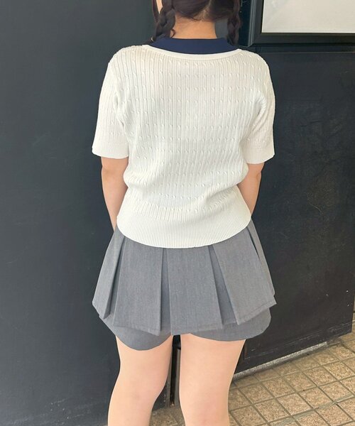 Another Branch olive des olive(アナザーブランチオリーブデオリーブ)の「バイカラーがアクセント、2枚衿ケーブルポロ(ニット/セーター・レディース・アイボリー/ボルドー/ブルー/グレー/ネイビー・FREE)」の8枚目の写真