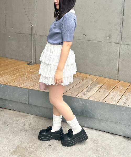 Another Branch olive des olive(アナザーブランチオリーブデオリーブ)の「バイカラーがアクセント、2枚衿ケーブルポロ(ニット/セーター・レディース・アイボリー/ボルドー/ブルー/グレー/ネイビー・FREE)」の20枚目の写真