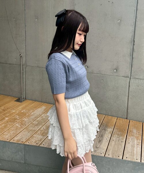Another Branch olive des olive(アナザーブランチオリーブデオリーブ)の「バイカラーがアクセント、2枚衿ケーブルポロ(ニット/セーター・レディース・アイボリー/ボルドー/ブルー/グレー/ネイビー・FREE)」の22枚目の写真