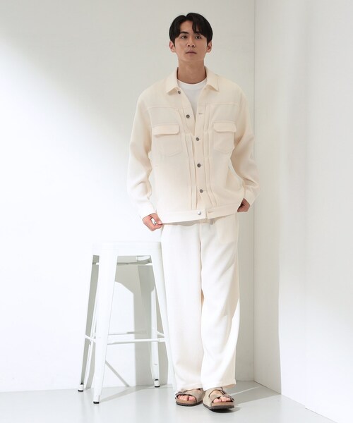 THE SHOP TK (ザ ショップ ティーケー )の「パナマメッシュ ワイドイージーパンツ 洗濯機OK/セットアップ可(その他パンツ・メンズ・アイボリー・02/03)」の10枚目の写真