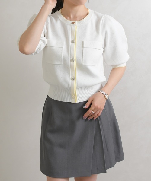 31 Sons de mode(トランテアン ソン ドゥ モード)の「2026春夏新作 配色スパンコールカーディガン(カーディガン/ボレロ・レディース・オフホワイト/ピンク/グレー・フリ-)」の17枚目の写真