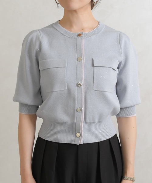 31 Sons de mode(トランテアン ソン ドゥ モード)の「2026春夏新作 配色スパンコールカーディガン(カーディガン/ボレロ・レディース・オフホワイト/ピンク/グレー・フリ-)」の16枚目の写真