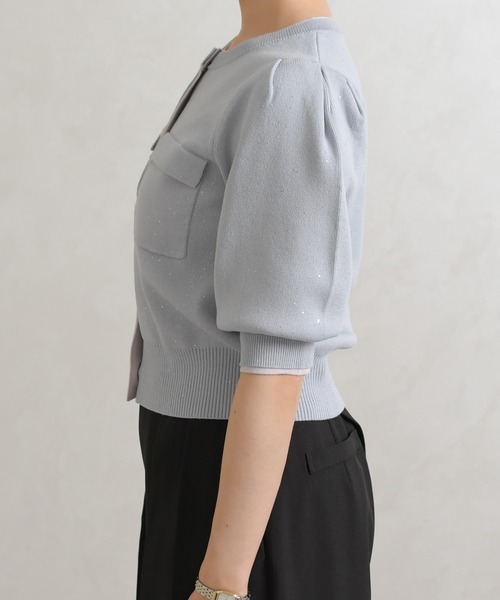 31 Sons de mode(トランテアン ソン ドゥ モード)の「2026春夏新作 配色スパンコールカーディガン(カーディガン/ボレロ・レディース・オフホワイト/ピンク/グレー・フリ-)」の15枚目の写真